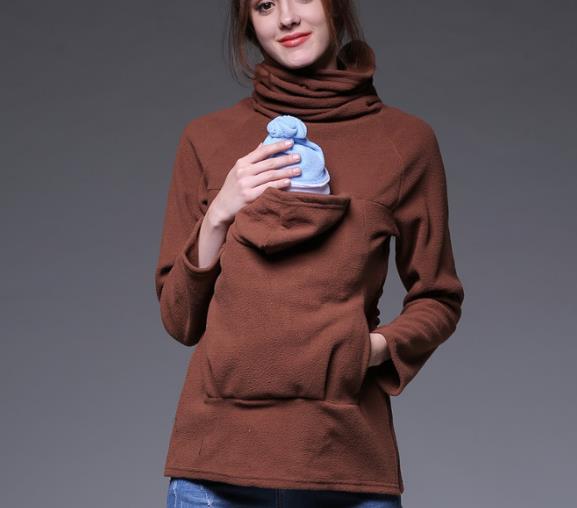 Sunbaby Multifunktionale Polar fleece Mutterschaft Känguru pullover für frauen Babytrage für schwangere frauen: Brown / XL