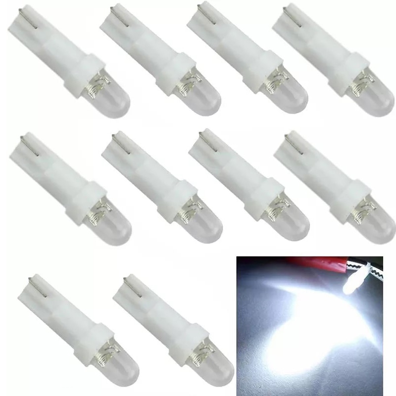 50x T5 W3W W1.2W Car COB 1SMD Dashboard Warming Bulbs LED Lights Auto 3D Astigmatism Indicator Wedge Light Instrument Bulb 12V