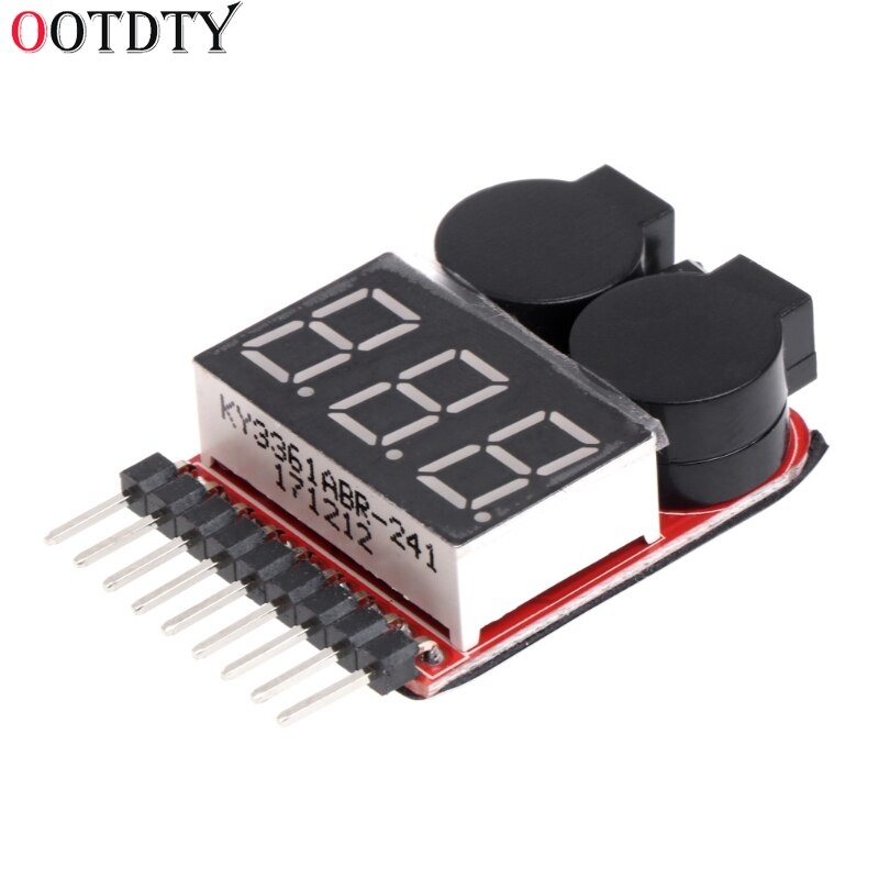 1-8S Lipo/Li-ion/Fe RC Boat Battery 2 In 1 Tester LED Low Voltage Buzzer Alarm
