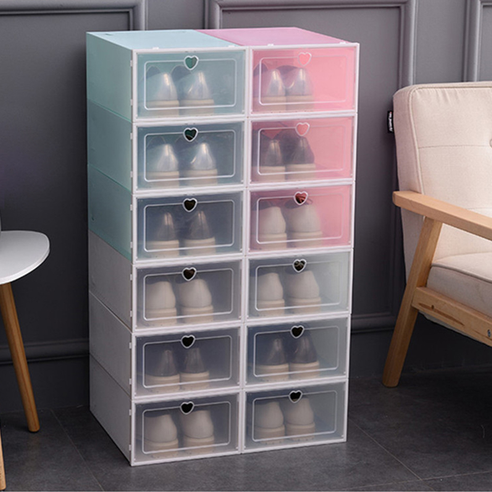 1pc Transparent shoe box storage shoe boxes thickened dustproof shoes organizer box can be superimposed combination shoe cabinet