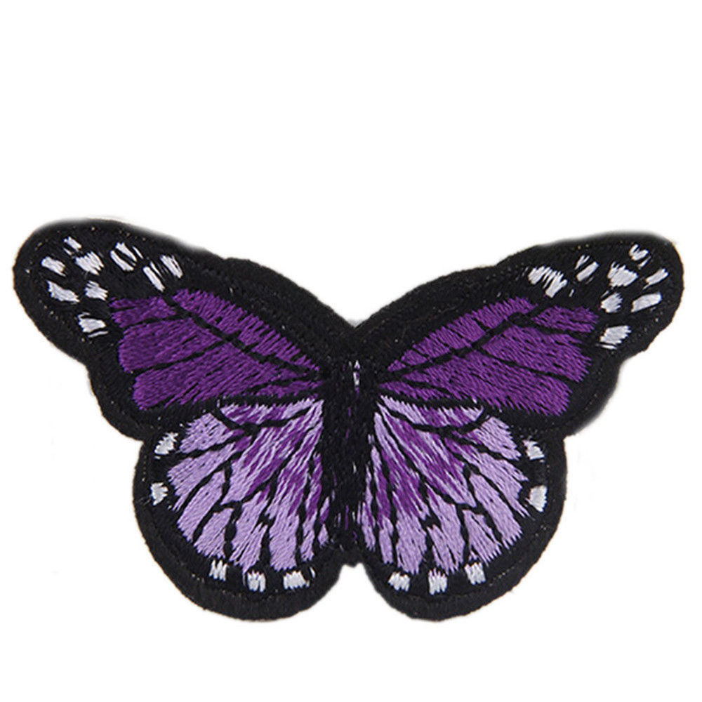 2X Embroidery Butterfly Sew On Patch Badge Embroidered Fabric Clothing Embroided Sticker Repair: Purple