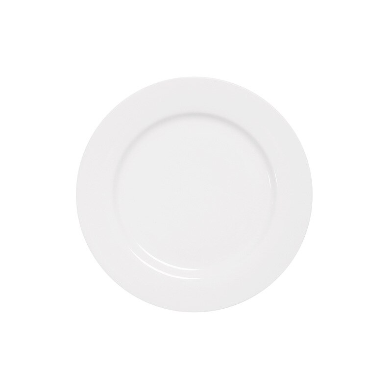 Pure white ceramic round flat plate Western steak plate snack cake plate restaurant dumpling plate hotel dessert plate custom