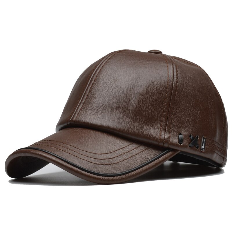 [NORTHWOOD PU Leather Baseball Cap Winter Cap Men Snapback Hat Bones Casquette Gorras Para Hombre Mens Trucker Cap: Light Brown