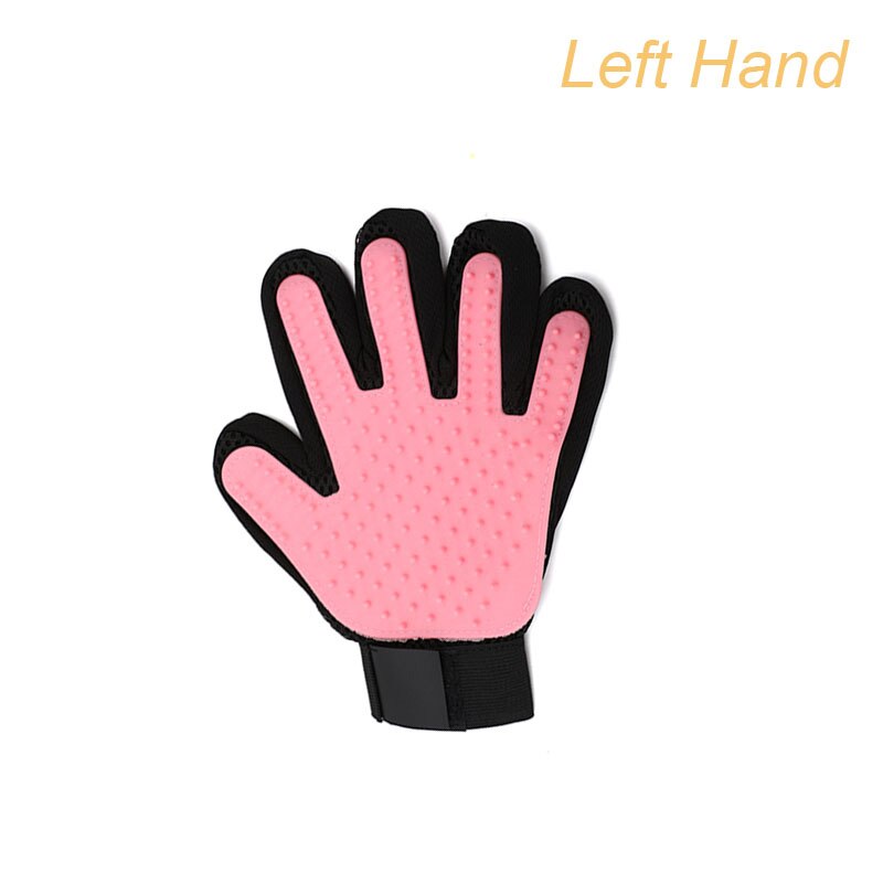Pet Care Glove Cat Grooming Glove Deshedding Cat Brush Gloves Dog Comb for Cat supplies Bath Clean Massage Hair Remover Brush: pink left hand
