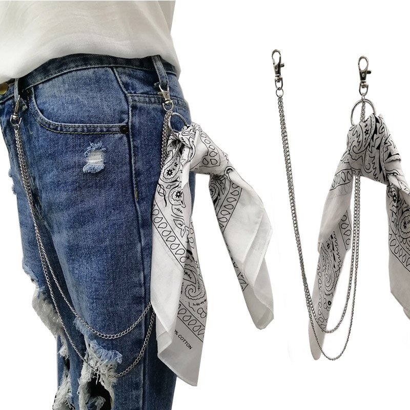 Scarf Metal Pant Chain Punk Hip-hop Trousers Chain Waist Link Metal Wallet Silver Key Chain Keyring Jeans Accessories Z40