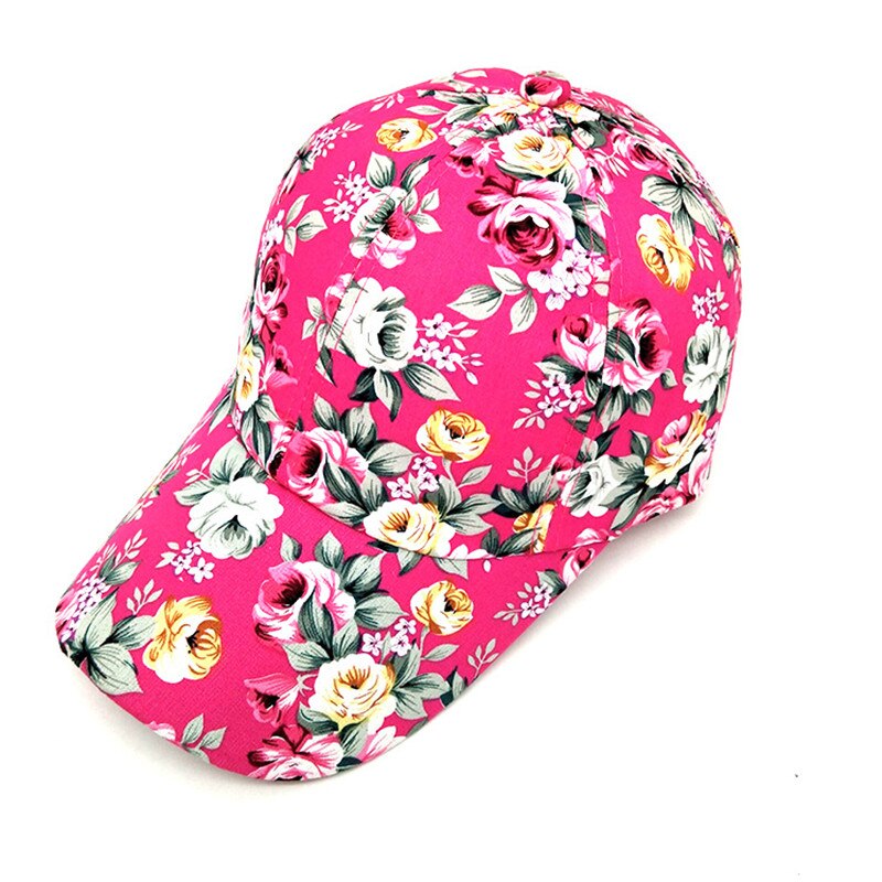 Kvindelig sol hat justerbar tæt blomstermønster baseball cap blomst print hatte til kvinder fire sæsoner snapback cap: 8