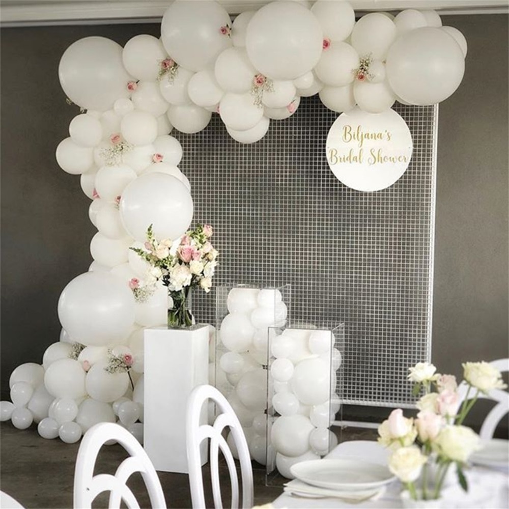 98 st vit latex ballong krans båge kit bröllopsfest leveranser födelsedag alla hjärtans dag dekoration