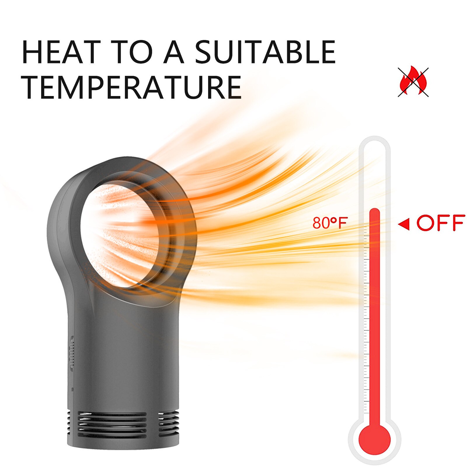 Leafless Electric Fan Home Desktop Bladeless Heaters Space Air Warmer Fan Adjustable Portable Thermostat Multifunctional Heater