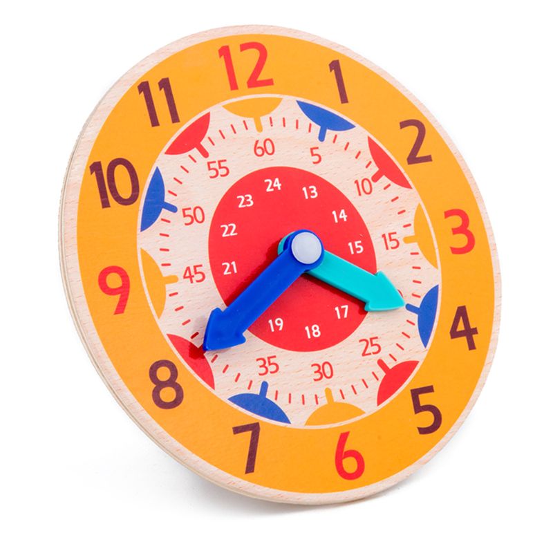 Children Wooden Clock Toy Hour Minute Second Cognition Colorful Clocks Toys for Kids Early Preschool Teaching Aids