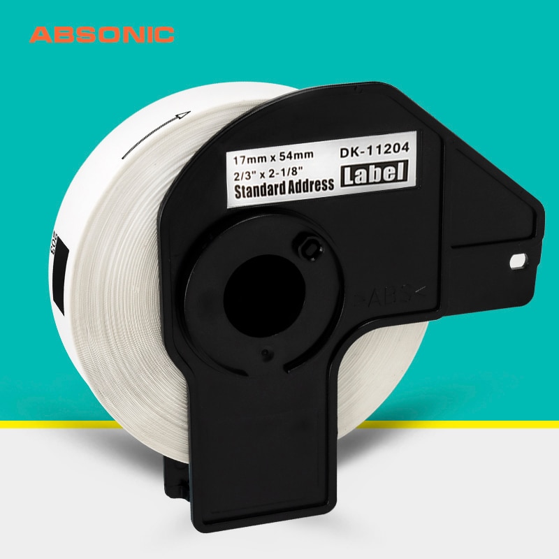 Absonic DK-11204 dk série papel térmico compatível para brother impressora de etiquetas papel branco dk 22204 apto para QL-500 QL-570VM impressão