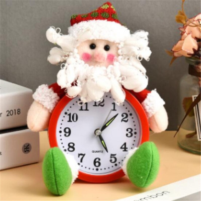 Horloges de noël nouvelle père noël bonhomme de neige poupée en forme de bureau horloge maison aiguille batterie Table décorations de noël fête décor
