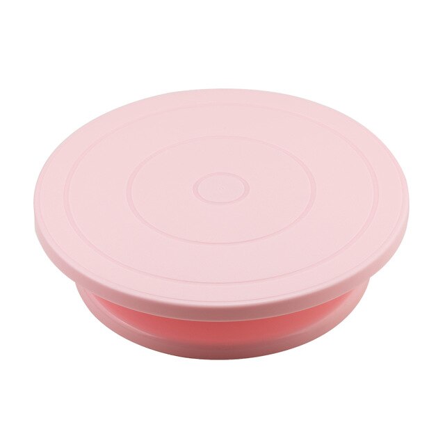 Cake Decorating Tools Convenient Rotating Cake Stand Cake Turntable Plastic Spatula Scrapers For Bakery Dessert Shop: Pink