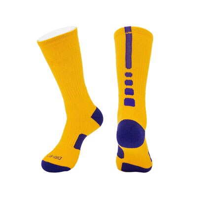 5 Pairs/lot Spring Autumn Teenagers Boys Basketball Socks Cotton Sports Socks Elastic Tube Socks Athletic Sox Heq555: yellow