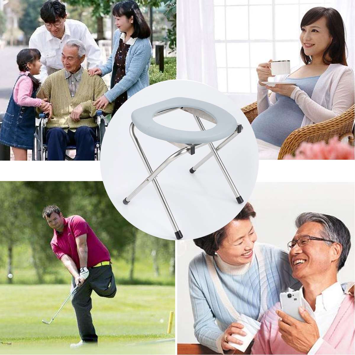 Portable Folding Bedside Potty Chair Commode Seat Bathroom Shower Chair No-slip Feet For Elderly Pregnant Toilet Stool Chairs