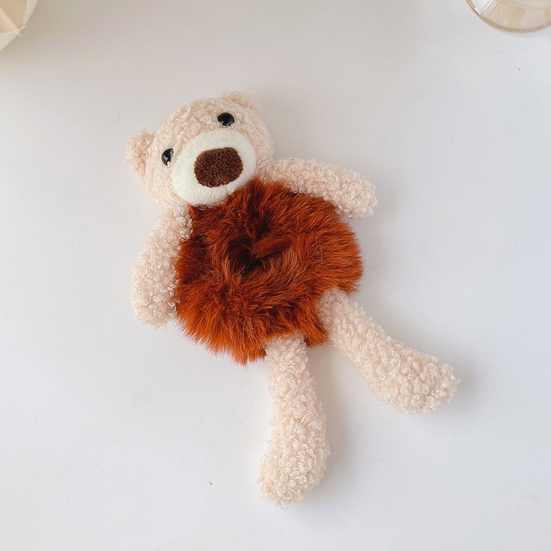 1/2 st. fina hårsnoddar för flickor sött björnhårband imitation av kaninpäls hårrep mjukt varmt gummiband fina håraccessoarer