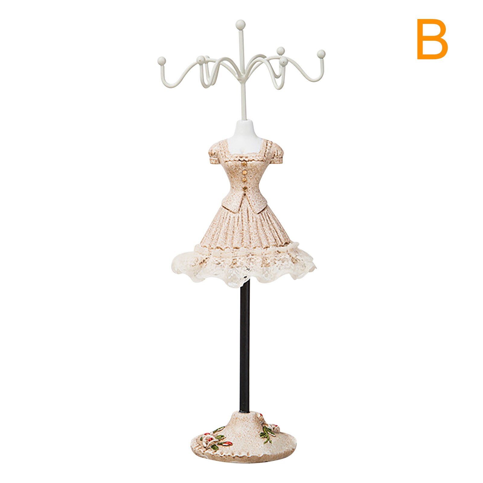 White Dress Lady Mannequin Jewelry Holder Bracelet Necklace Display Stand Home Jewelry Organizer Mall Necklace Show Stand: B