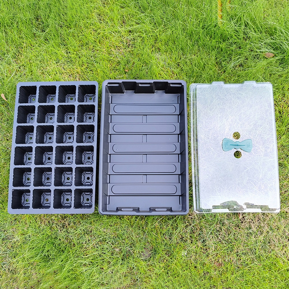 24 Holes Nursery Pots Starter Kit Plant Seeds Grow Box Seedling Trays Germination Box Garden Growing With Dome And Base
