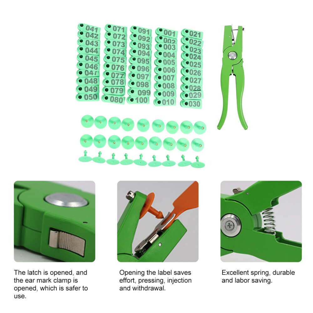 103Pcs Number Ear Tag Livestock Ear Tag Animal Ear Tag Pin Ear Tag Plier