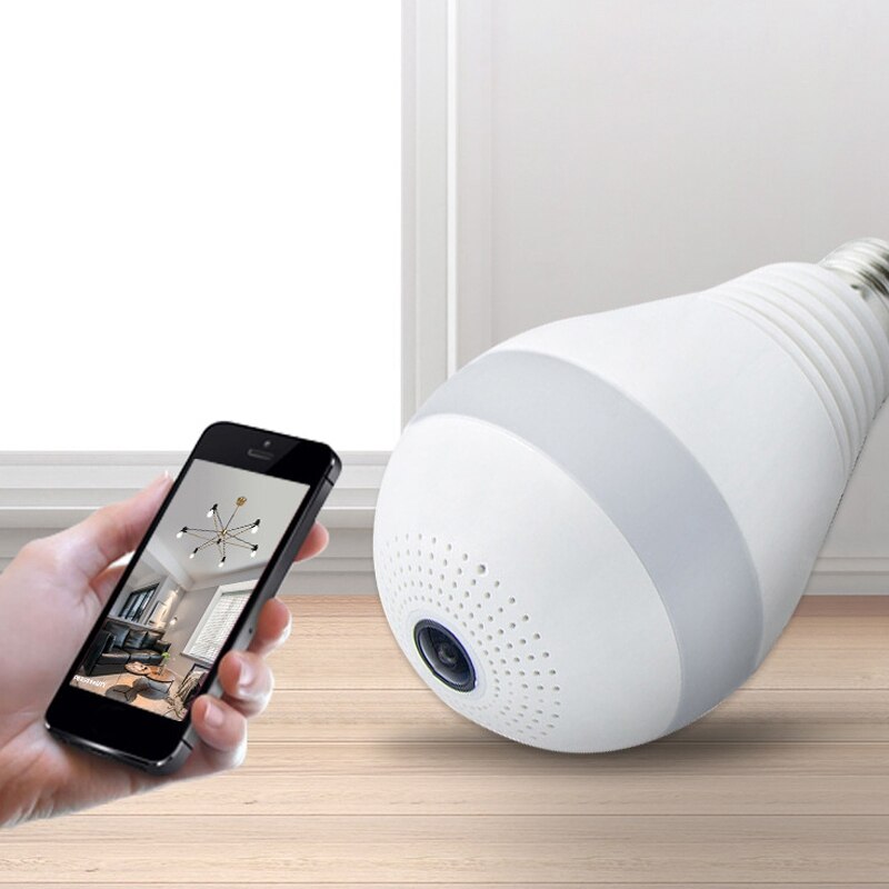 Led Licht Camera 1080P Draadloze Panoramisch Wifi Camera Fisheye Bulb Lamp 360 Graden Home Security Monitor(16G)