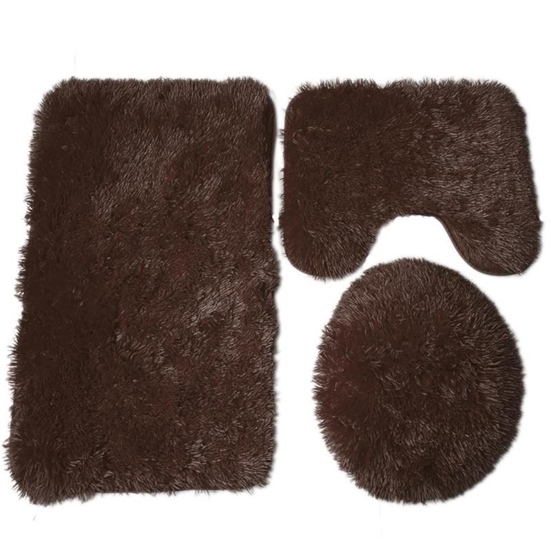 3pcs/set Non Slip Bathroom Mat Cover Toilet Lid Pad Floor Carpet Rug Home Decor Solid Plush Mat Bathroom Products