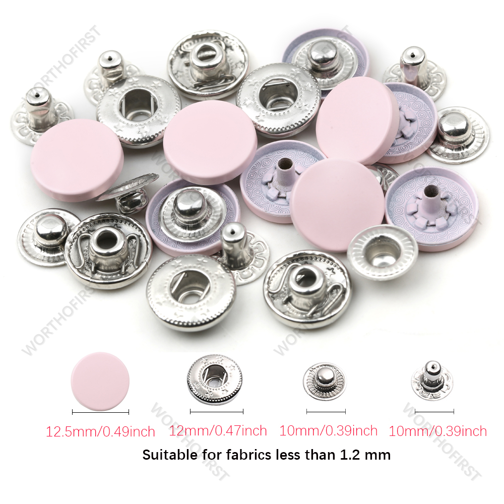 Neue Leder Druckknöpfe, 12,5mm schwer Pflicht schnappen Befestigungen, 14 Farben Leder Schnappt für Kleidung, jacken, Jeans Trägt, Armbinde: 30setzt / Rosa