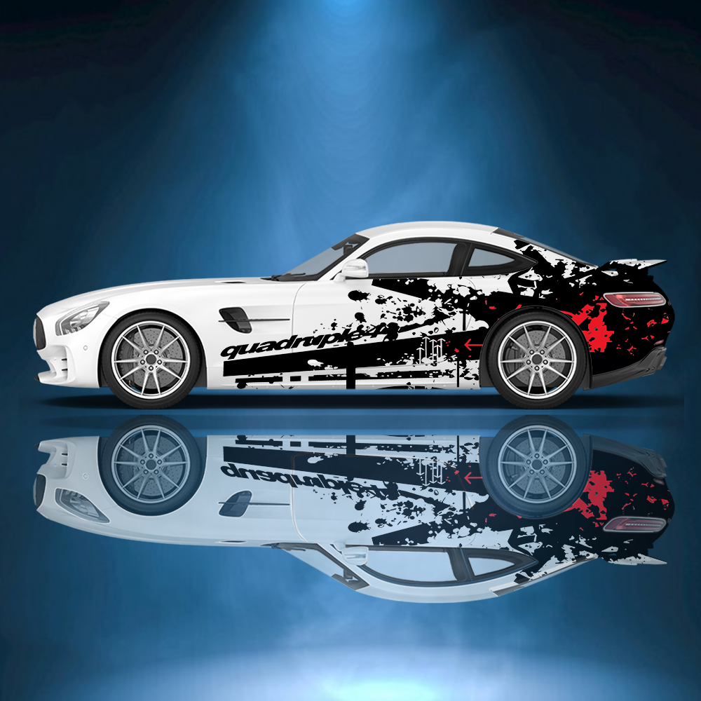 Colorful Splattered Graffiti Line Car Side Sticker Vinyl Self-adhesive Paper Motorsport Paint Decal Suitable for Truck Suv Decor: L / grey