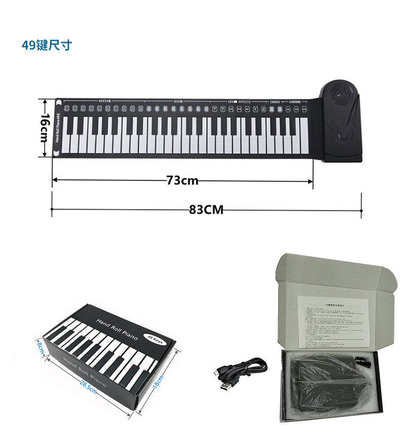 Usb Hand Roll Up Piano Draagbare Vouwen Elektronische Orgel Toetsenbord Instrumenten 49 Sleutel Voor Muziek Liefhebbers Spelen Accessoires