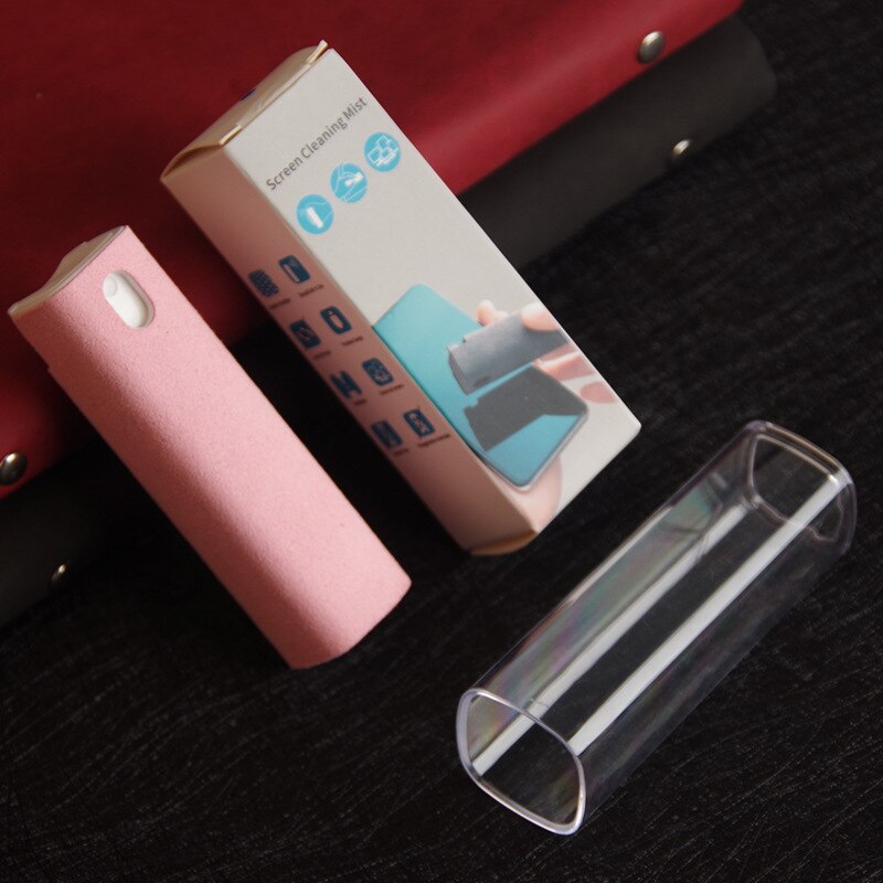 Nyaste 2 in 1 telefonskärm rengöringsspray dator mobiltelefon skärm dammborttagningsverktyg mikrofiberduk set rengöringsartefakt: Rosa