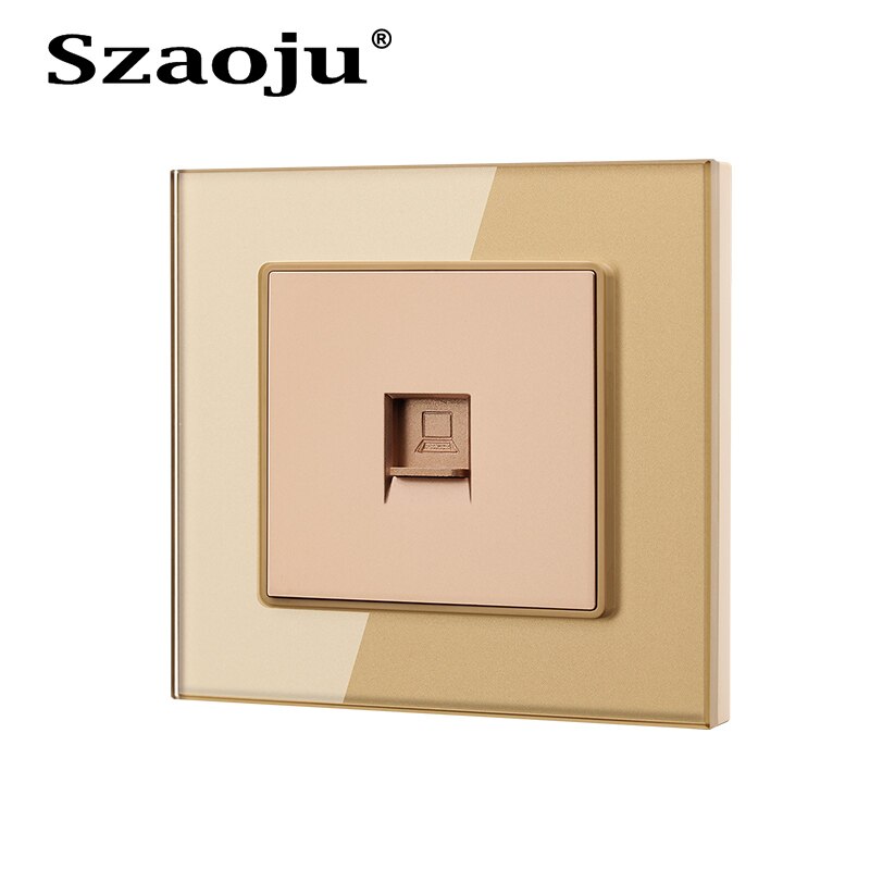 Szaoju Luxury silver-plated TV coaxial socket Antenna/Network/Telephone wall-mounted panel socket crystal tempered glass panel: Internet