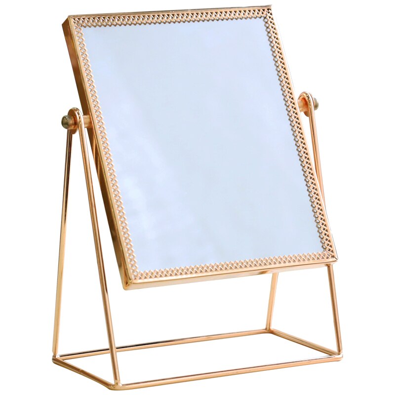 Metal guld rektangel make-up spejl gyldent makeup makeup spejl dekorative spejle perfekt til toiletbord - champagne guld
