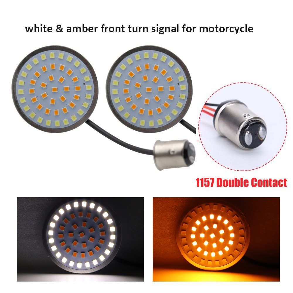 1Pair Motorcycle Led Turn Signals Kit for Harley Road Glide Touring Sportster with 1156 1157 Base White/Amber Led Turn Signal