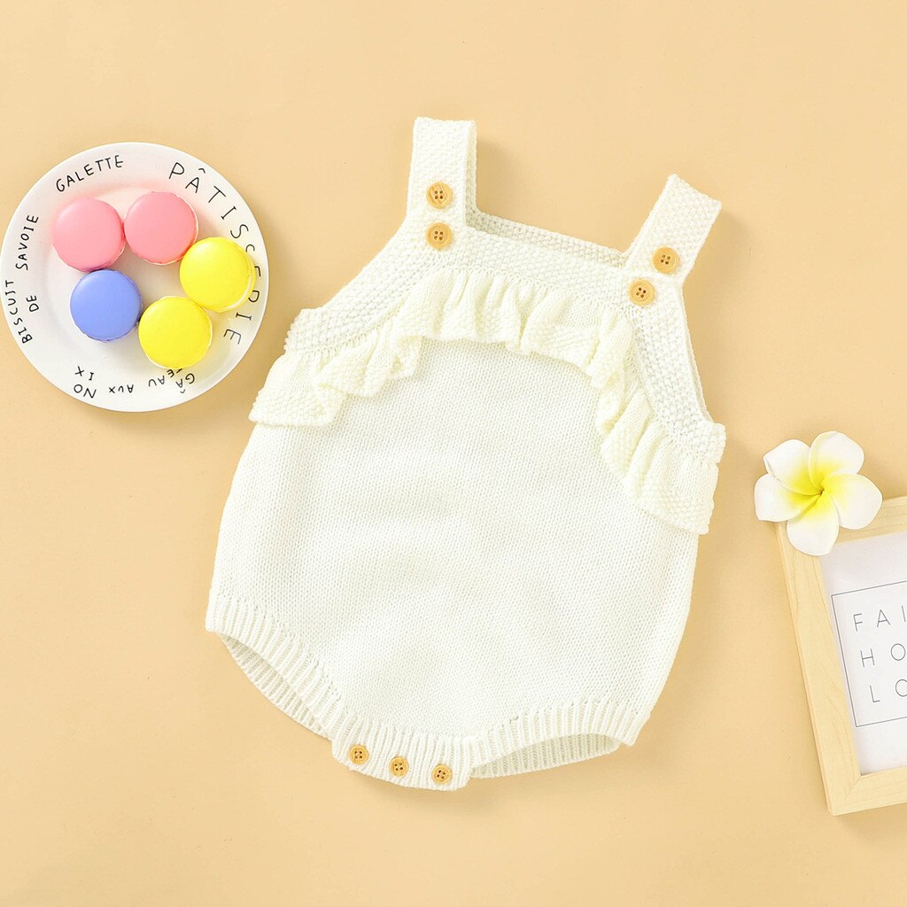 Para recém-nascidos macacão roupas da menina do bebê recém-nascido meninas meninos inverno malha outwear colete plissado camisola macacão bodysuit