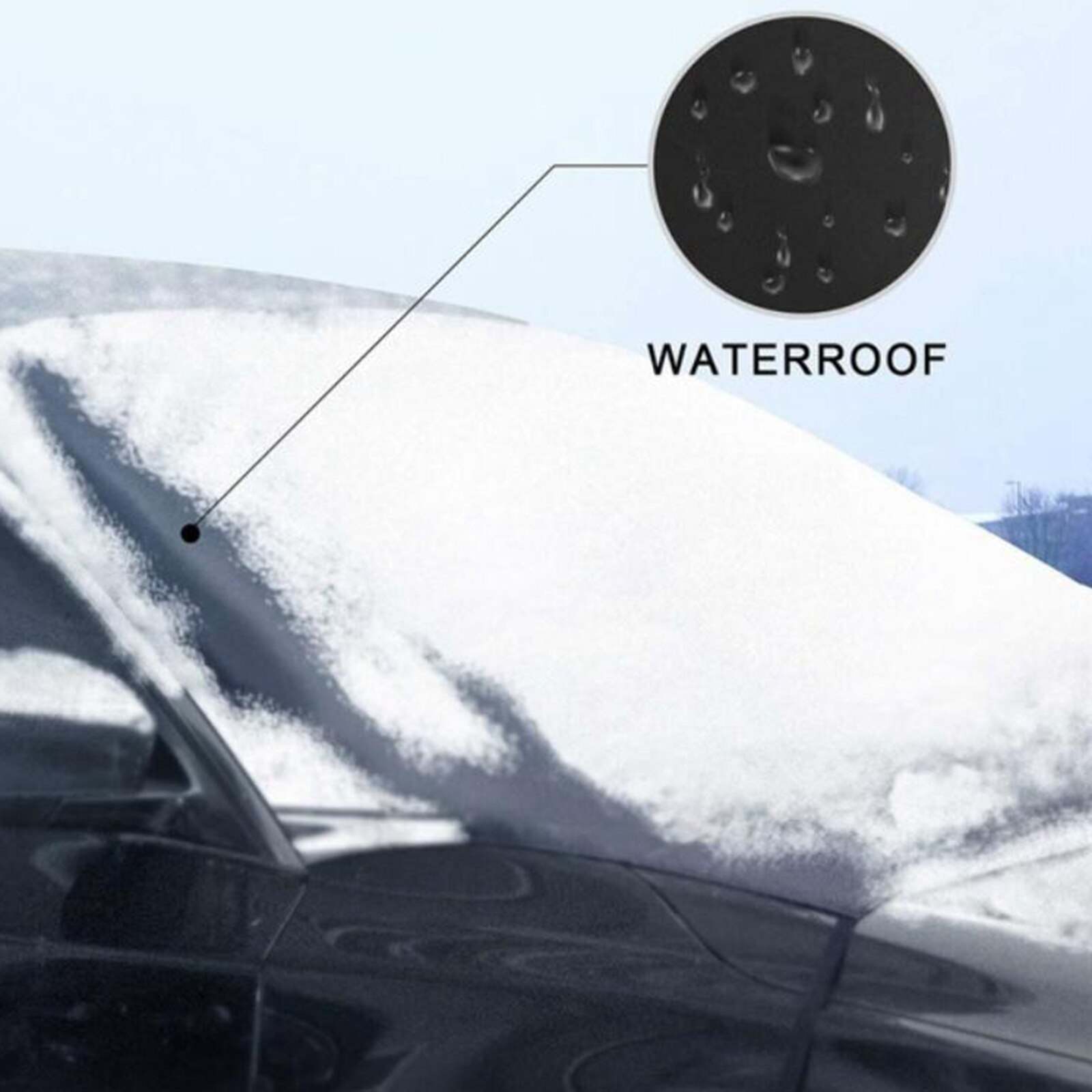 210x125cm Black Car Windshield Cover Snow Sun Shade Waterproof and Portable Winter Protector Windscreen Cover for Truck Car Van