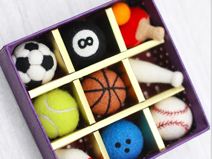 Basketball Football Tennis Pendant wool needlepoint kit wool felt needle felting decoration craft needlecraft DIY handmade