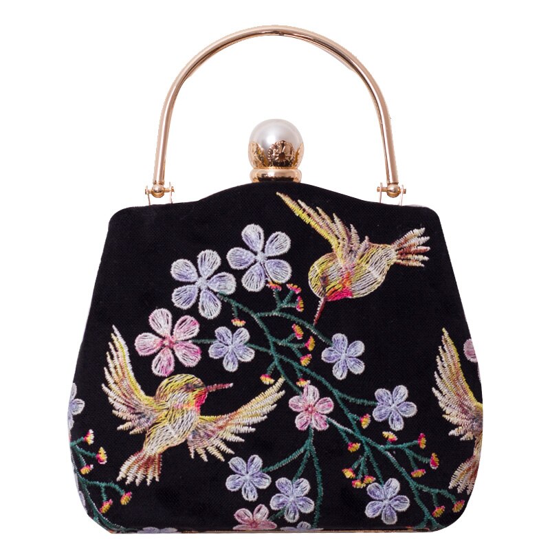 Women Totes Lace Shoulder Bags Black Velour Embroidery Women Pearl Lolita Handbags Ladies Autumn Crossbody Bags: Default Title