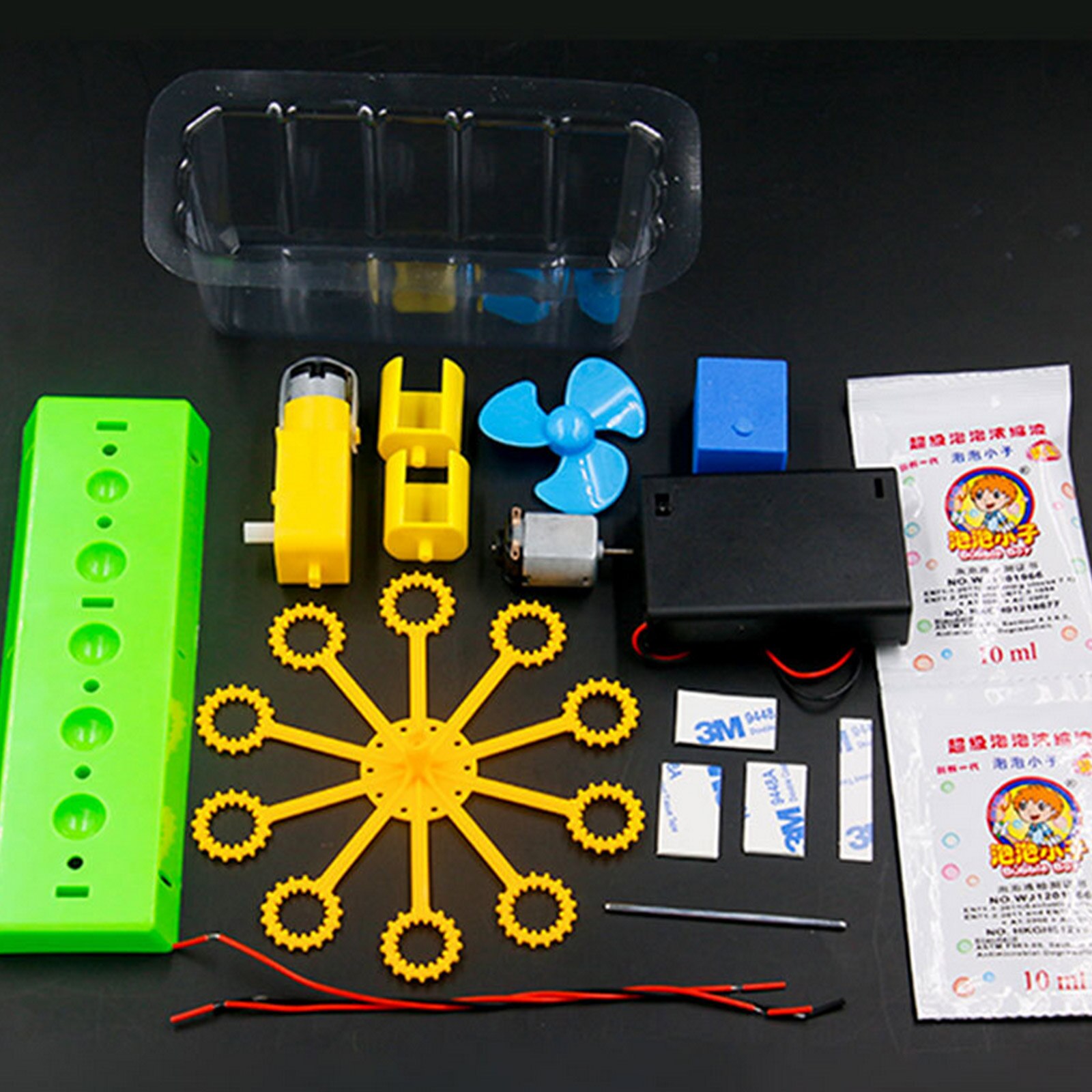 Handmade Bubble Machine DIY Bubble Steam Assembly Foaming Machine Educational Kit Electric Toy Science Experiment DIY Set