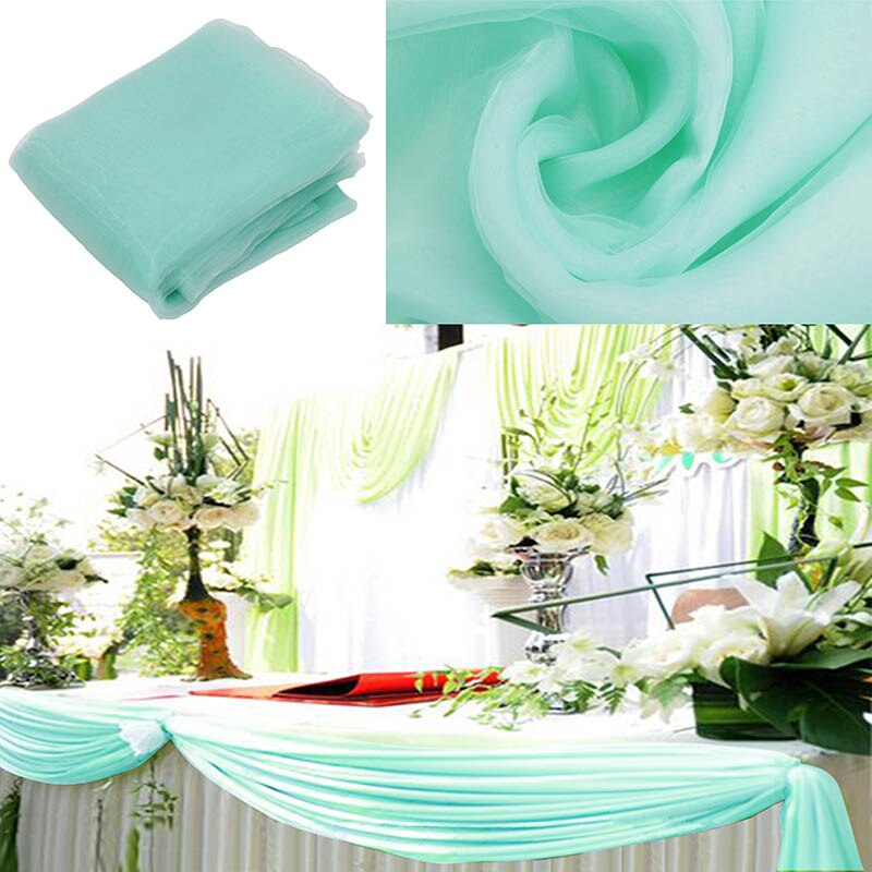 Tissu Organza avec ruban pur 10M x 1.35M | Couverture pour mariage, fournitures de décoration pour Banquet de mariage, célébrations d'hôtel: mint green