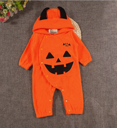 Halloween Rompertjes Pasgeboren Jongen Meisjes Een Stuk hooded Jumpsuit Kleding Outfits lange pompoen Rompertjes voor baby