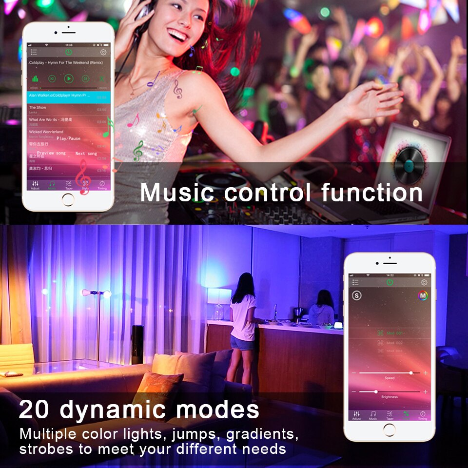 Smart led 15w pære  e27 rgb lampe 85-265v med ir fjernbetjening eller bluetooth 4.0 app rgb lampada til hjemmefest jul