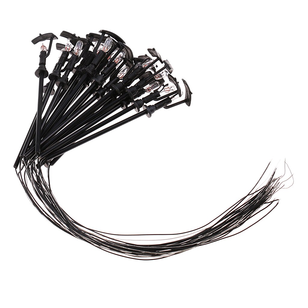 20PCS Model Trains Metal Light Poles LED Lighted Street Lamps Single Head