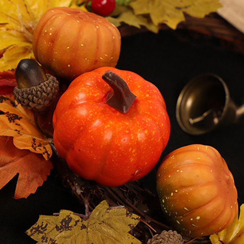 40Cm Thanksgiving Krans Herfst Kleur Guirlande Oogstfeest Bells Esdoornblad Pompoen Deur Hanger Kunstmatige Decoraties