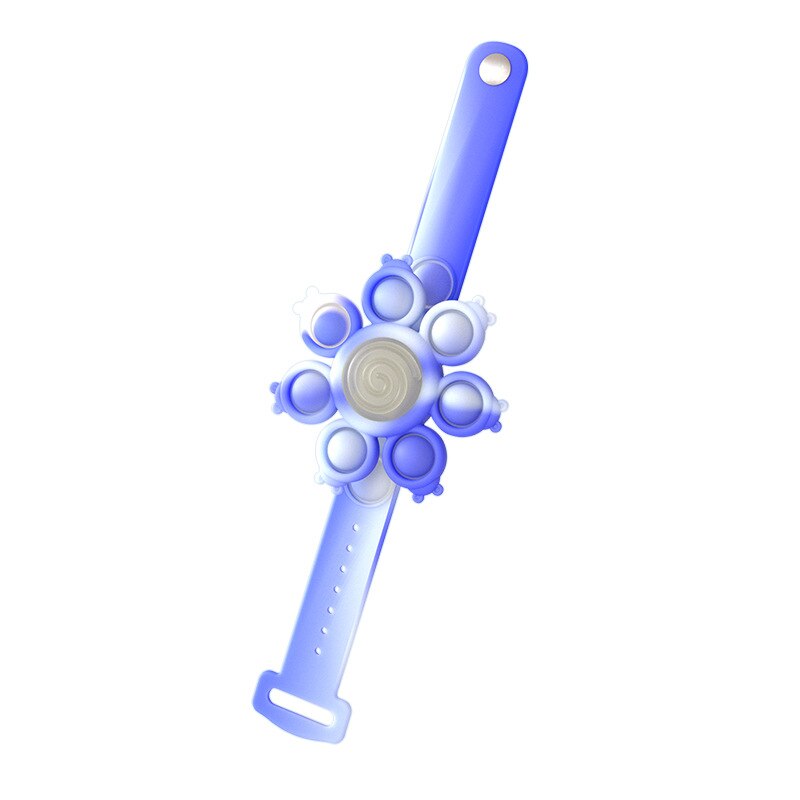 Blæksprutte spinning pop popping fidget legetøj sit anti-stress armbånd whirl light armbånd kawaii push bubble jule børn: Blå