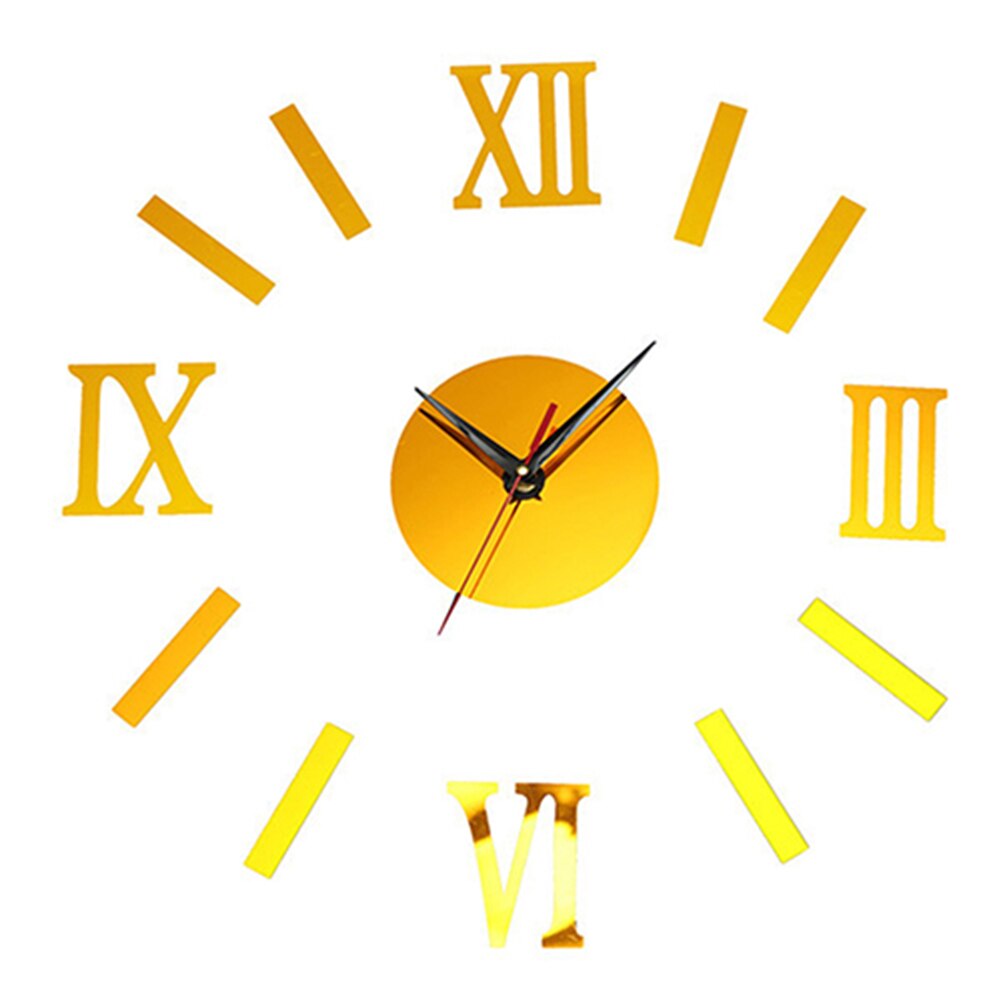 DIY 3D Analog Wall Hanging Clock Sticker Living Room Office Decal Decoration Decorative For Home Office Decor: Golden