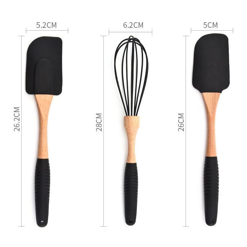 Silicone Non-stick Cooking Baking Utensils Tools Set Heat Resistant Spoon Spatula Egg Beaters Kitchen Accessories CNT 66