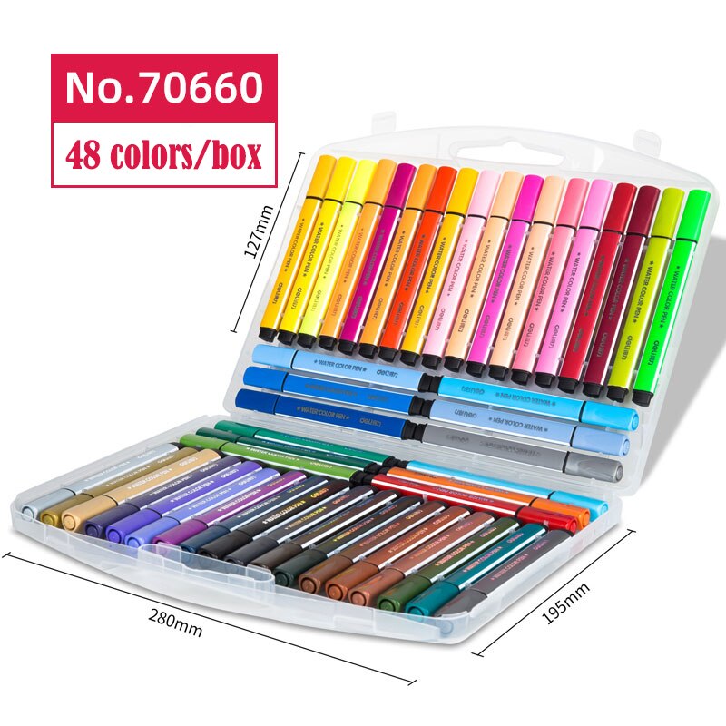 Deli Briefpapier Wasbare Markers Tekening Schilderen Kunst Levert Aquarel Pen Set Voor Kids: 48colors-70660