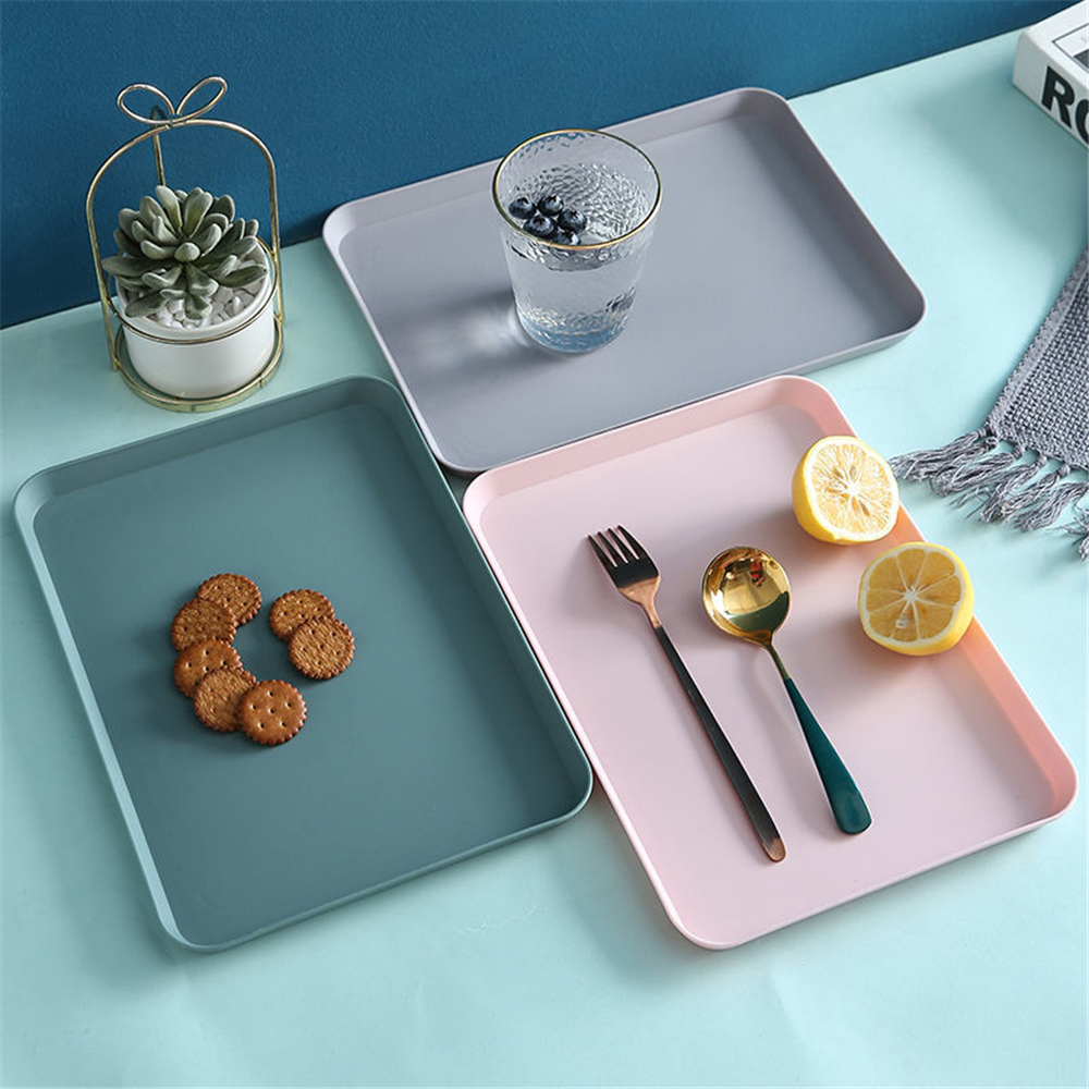 Large Plastic Serving Tray Kitchen Rectangular Tray Organizer Storage Plate Decorative Party for Fruit Dessert Home Kitchen