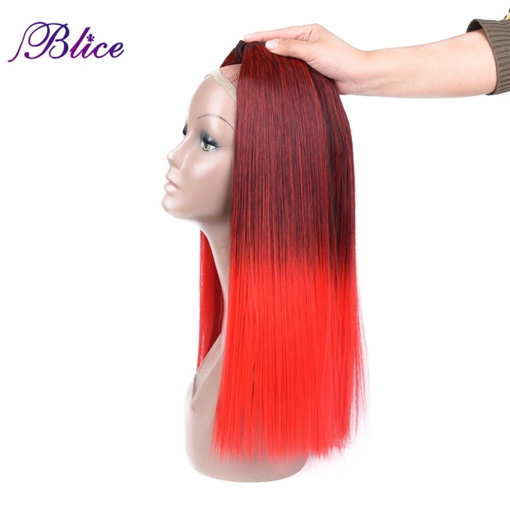 Blice Synthetische Haar Weben 18 zoll Mix # 1B/Rot Yaki Gerade Doppel Lange Schuss Nähen in Haar Extensions 100G/Stück 3 teile/los
