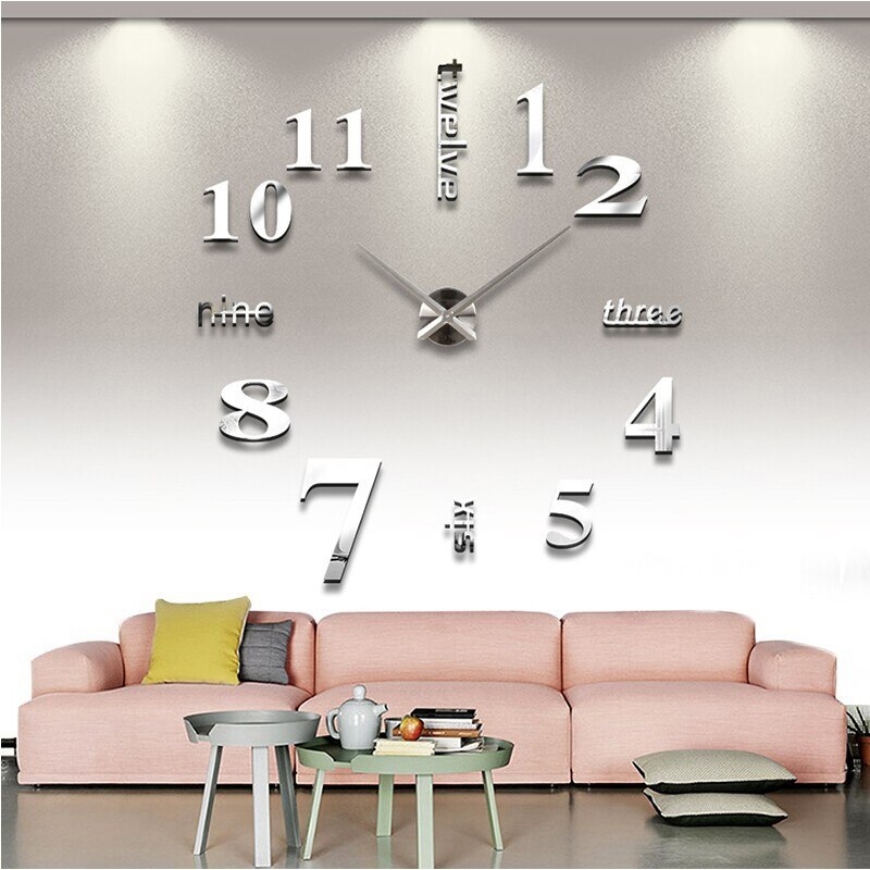 DIY 3D digital watch wall clocks Quartz large mirrored wall clock living room Modern Unique Numbers home decor