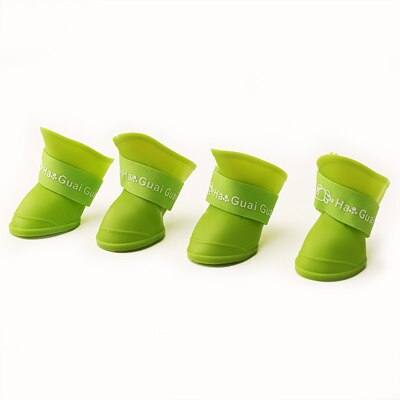 XL/XXL 4pcs/set Pet Shoes Dog Waterproof Rain Boots Rubber Candy Color Large Dog Shoes: Green / XXL
