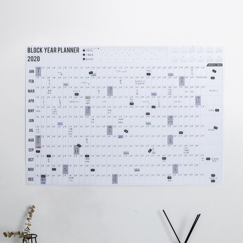 Jaar Planner Dagelijkse Plan Papier Muur Kalender Met 2 Vel Mark Stickers Voor Office School Thuis